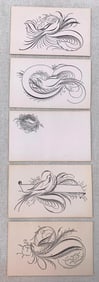 22 pc New Old Stock Antique Calligraphy Bird Calling Cards