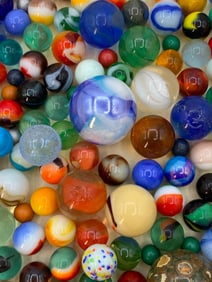2 3/4 POUNDS Vintage Marbles, Shooters and Natural Stone Spheres