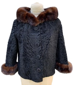 Dramatic Mid Century SABAU Furs Lush Mink Trimmed Dinner Jacket