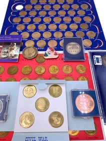 109 pc 1960s SHELL Oil Co Presidential & State Bronze Collector Coins, NASA, Civil War Generals