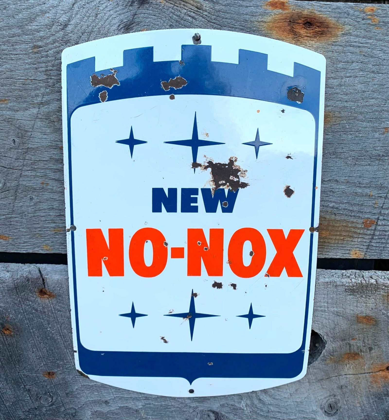 Vintage GULF NO-NOX Porcelain Automotive Service Station, Gas Station, Advertising Sign (1 of 3)