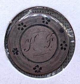 Antique Victorian era Etched US Dime Coin Love Token
