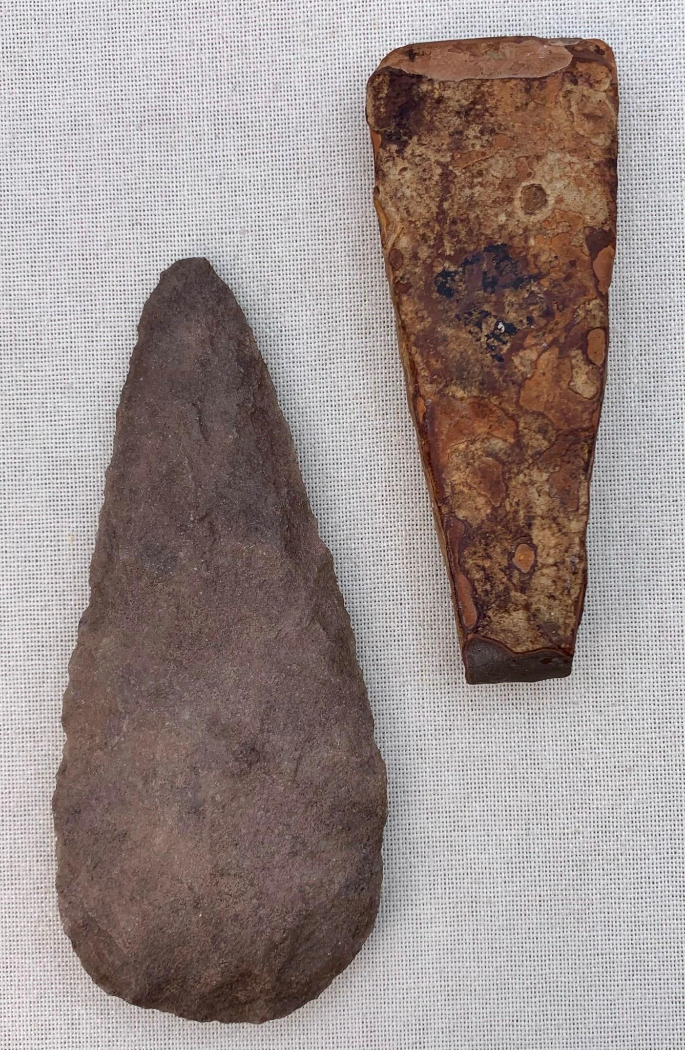2 Large Prehistoric Stone Hand Tool Artifacts (1 of 10)