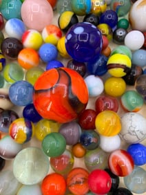 2 3/4 POUNDS Vintage Marbles, Shooters and Natural Stone Spheres