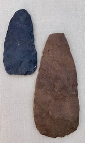 2 Large Prehistoric Stone Hunting Hand Tool Artifacts