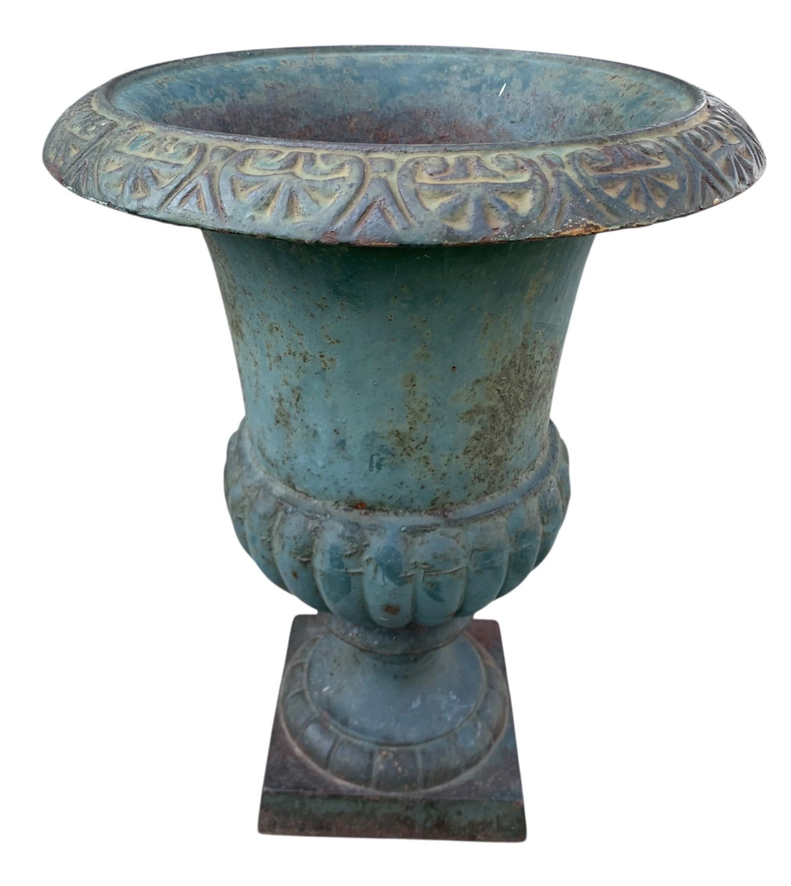 Vintage Verdigris Cast Iron Conservatory Garden Palm, Flower, Single Urn Planter (1 of 10)