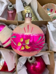 44 pc Vintage Mercury Glass, Bisque Dolls and Rose Pink Christmas Tree Ornaments