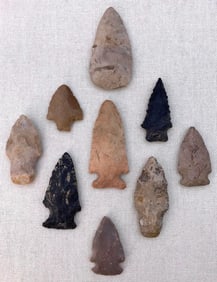 9 pc Native American Arrowhead Relic Collection