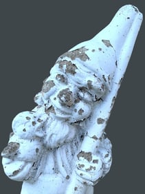 Three Magical Vintage Chippy White Painted Concrete Garden Gnomes