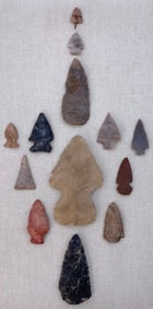 13 pc Native American Arrowhead, Bird Point, Indigenous Relics