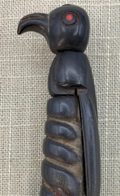 Vintage Guatemalan Carved Horn Bird Handle Fixed Blade Dagger in Leather Sheath