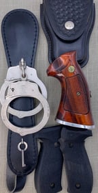 6 pc Smith and Wesson, Sig Sauer, Pistol Grips, Handcuff, Blackjack Lot