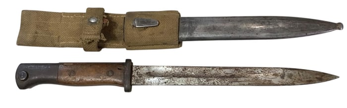 Waffenfabrik Neuhausen Solingen Germany Bayonet with Metal and Canvas Scabbard