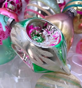 25 Rose Pink Vintage Mercury Glass Christmas Tree Ornaments