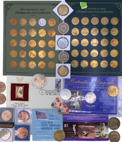 76 pc Sunoco Bronze Cars, Civil War Generals, Liquor Advertising, Gaming, Commemorative Coin Lot