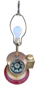 Vintage Maritime Ship Binnacle Folk Art Compass Table Lamp