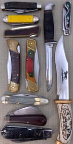 11 Vintage Solingen, Geo Schrade, Frontier, Case, Boker, Khyber Folding Pocket & Fixed Blade Knives