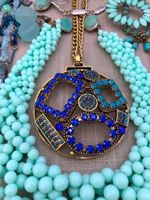 Fantastic 39 pc Shades of Turquoise and Cobalt Costume Jewelry Collection