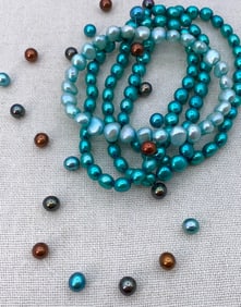 5 pc Aquamarine, Cinnamon, Slate and Sky-Blue Freshwater Pearl Jewelry Set