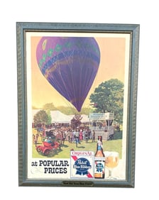 Large Pabst Blue Ribbon Beer Advertising Bar, Pub, Framed Vintage Paperboard Sign