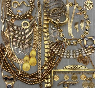 43 pc Glamorous Burnished Gold Costume Jewelry Collection