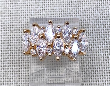 14k Yellow Gold Radiant Marquise CZ Cocktail Ring