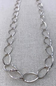 Ethereal Sterling Silver Twisted Oval Openwork Chain Necklace