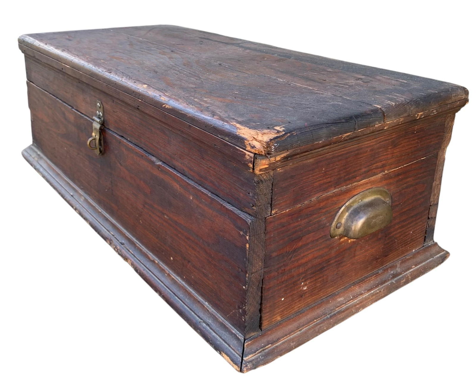 19th Century Miniature Stagecoach, Railroad, Lockable Wood Plank Valuables Travel Trunk (1 of 10)