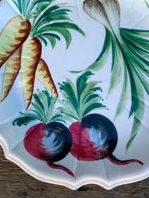 30 pc Italian and USA Pottery Bowls with Papier Mache Vegetables and Fruit Table Decorations