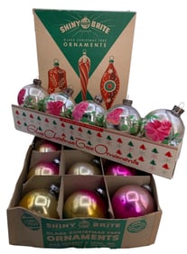 17 Austrian, USA, Shiny Brite Ombre and Hand Painted Mercury Glass Christmas Tree Ornaments