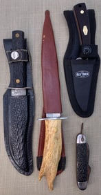 4 pc Vintage Dagger, Fixed Blade and Folding Knife Lot