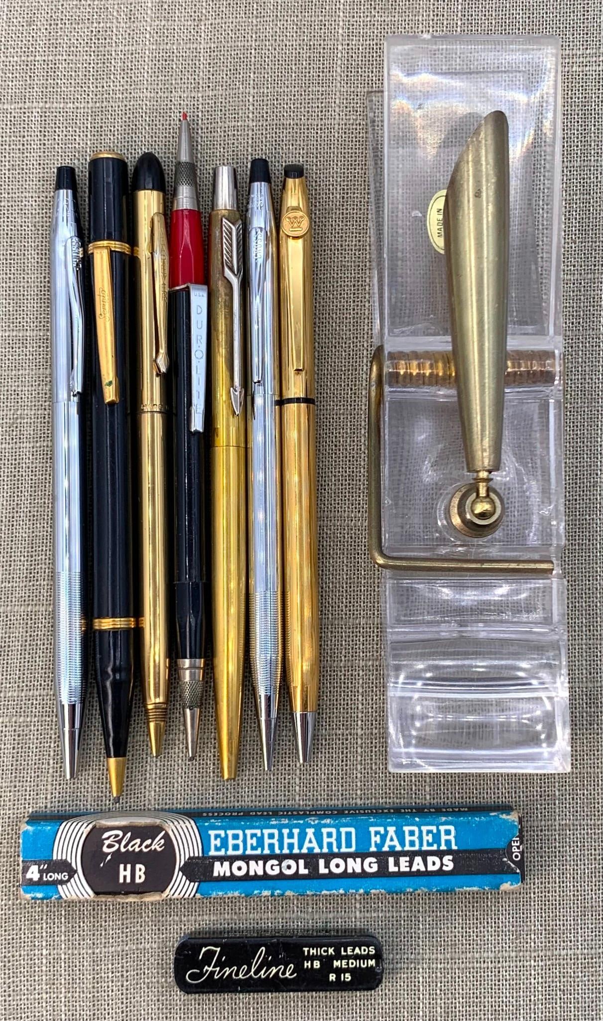 10 Vintage Cross, Parker, Anson Mechanical Pencil Writing Instruments & Lucite Pen Holder (1 of 9)