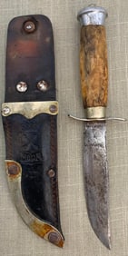 Vintage Swedish MORA Fixed Blade Dagger in Leather Sheath