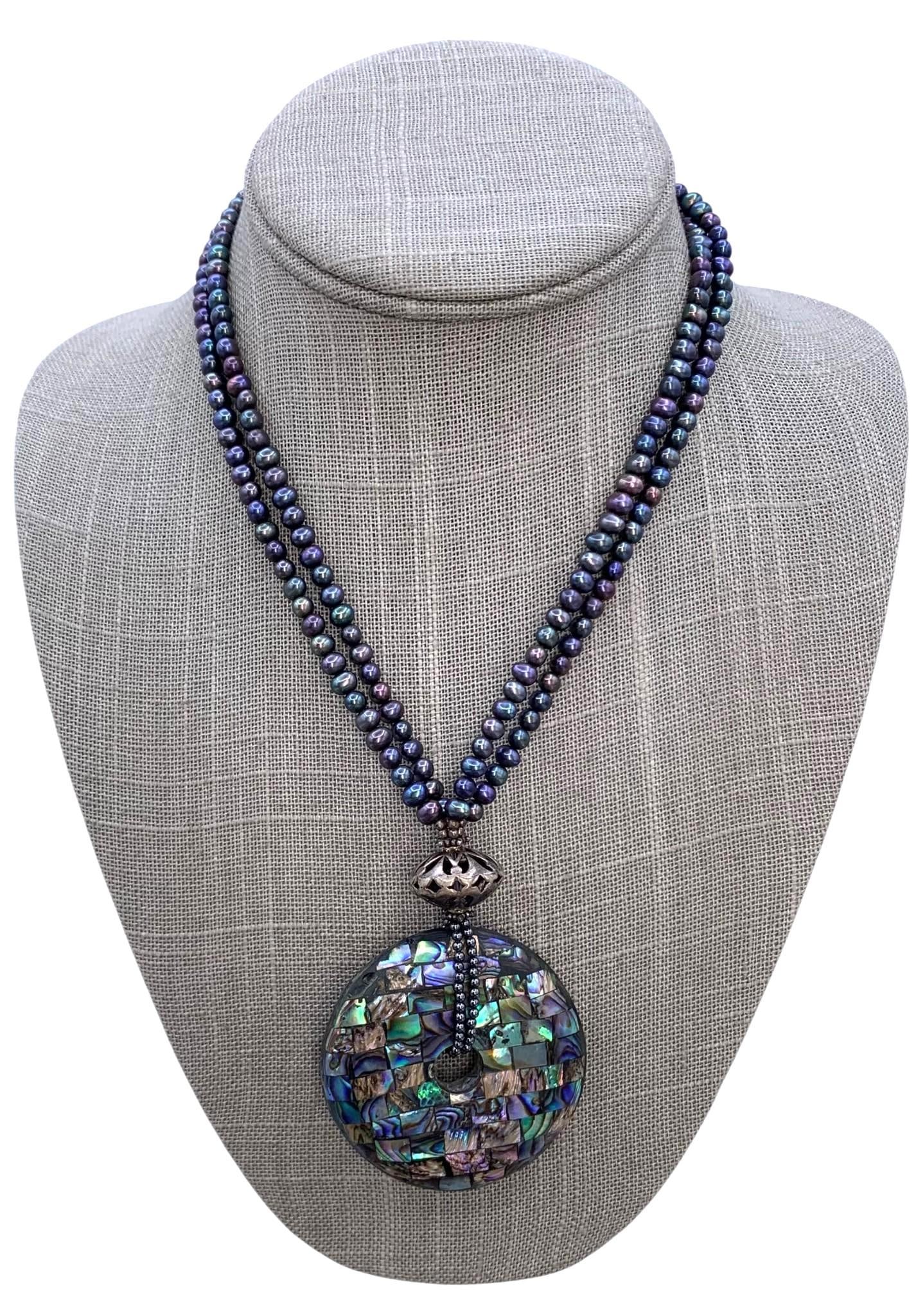 38 pc Peacock Freshwater Pearl Dusky Plum Jewelry Collection: Natural and created gems, freshwater pearls and seed beads, faceted bordeaux crystal, draped adornments, clip and pierced earrings, druzy quartz, 925 clasp on the abalone pendant freshwater pearl neck