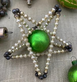 24 Antique to Vintage Lime Green and Cobalt Mercury Glass Christmas Tree Ornaments