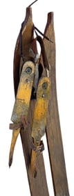 Antique Northland Ski Manufacturing Co. Wood Snow Skis and Early Juweeltje Wooden Ice Skates