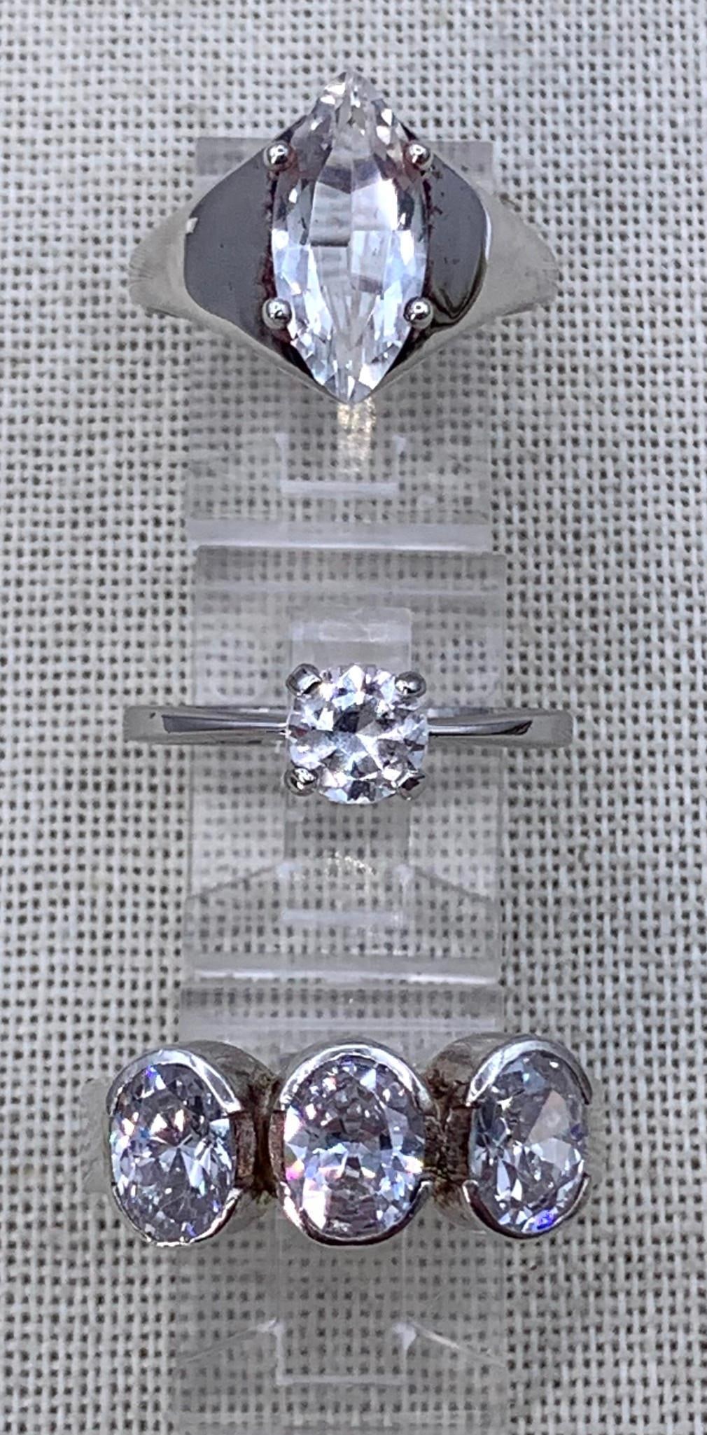 Glamorous Sterling Silver Sparkling CZ 925 Ring Trio (1 of 16)