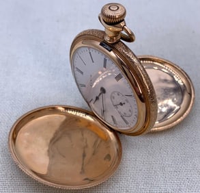 Working Antique 1911 Elgin 16s Hunting Case Pocket Watch, Personal Engraving