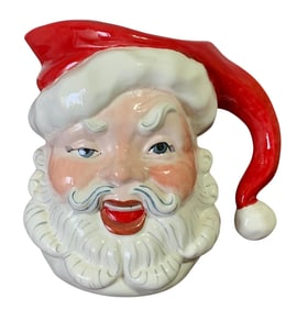 1962 Winking Santa Face Christmas Eve Vintage Ceramic Milk Pitcher