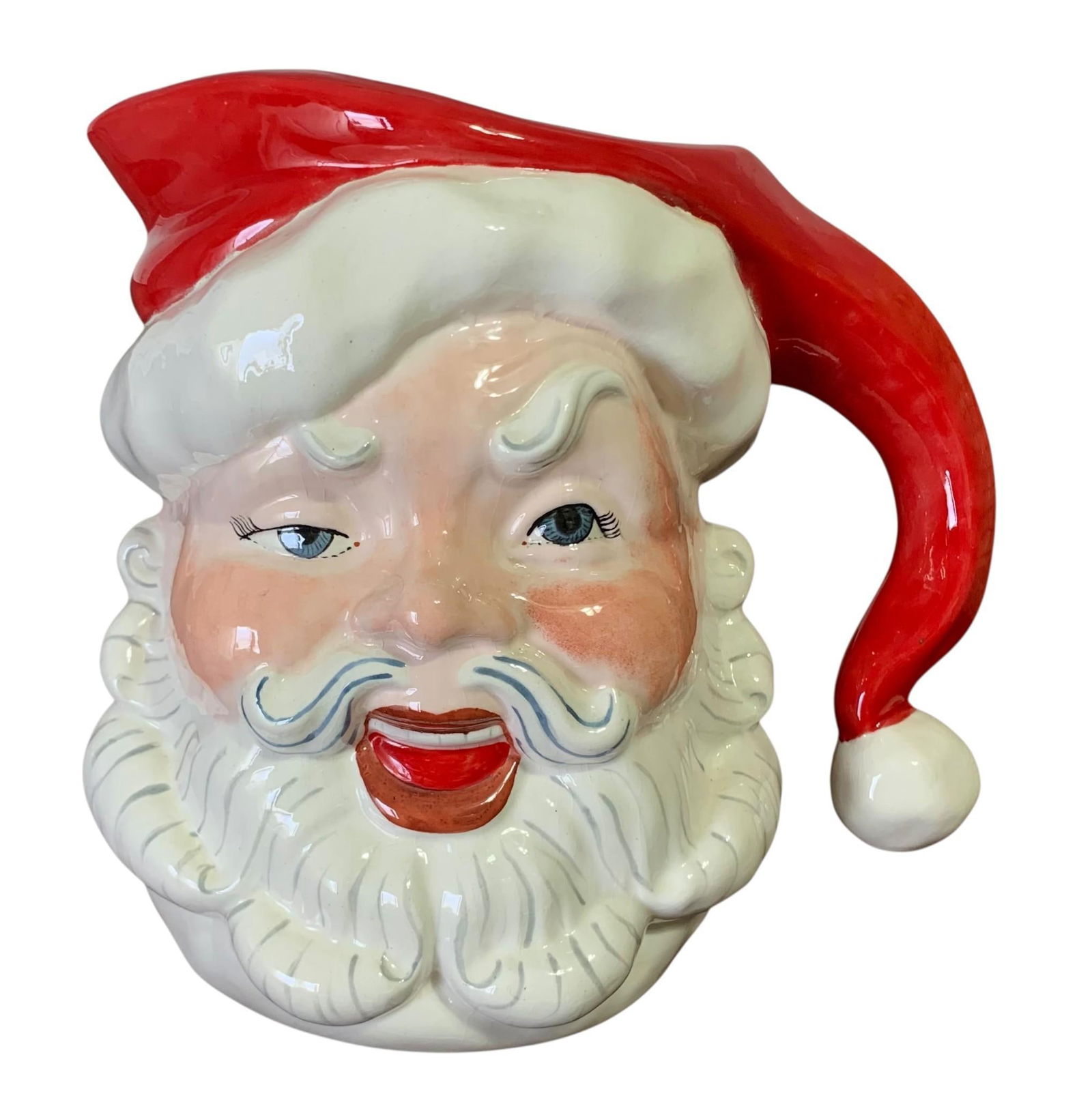 1962 Winking Santa Face Christmas Eve Vintage Ceramic Milk Pitcher (1 of 9)
