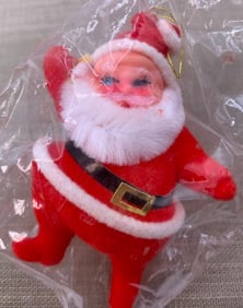 12 NOS Mid Century WOOLWORTH Unopened Flocked Plastic and Wood Christmas Tree Decorations