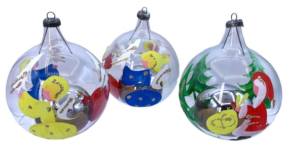 18 Vintage Italian Blown Glass Hand Painted Mercury Indent, Ornate Polish & USA Christmas Ornaments