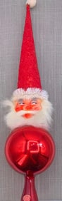 Early Western Germany Mercury Glass Celluloid Santa Face Christmas Tree Topper in the Box