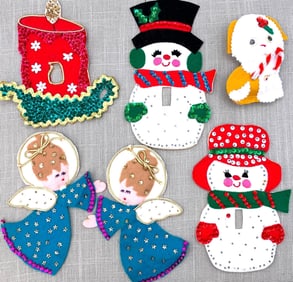 19 Vintage Angel, Snowman, Candle 1960s Christmas Fridge Magnet and Light Switch Decorations