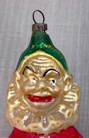 Antique German Ladenburger Spielzeugauktion Large Mercury Glass Sinister Clown Ornament