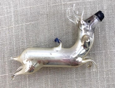 22 Antique Feather Tree Mercury Glass Lampwork Stag, Miniature Gold & Silver Glass Ornaments