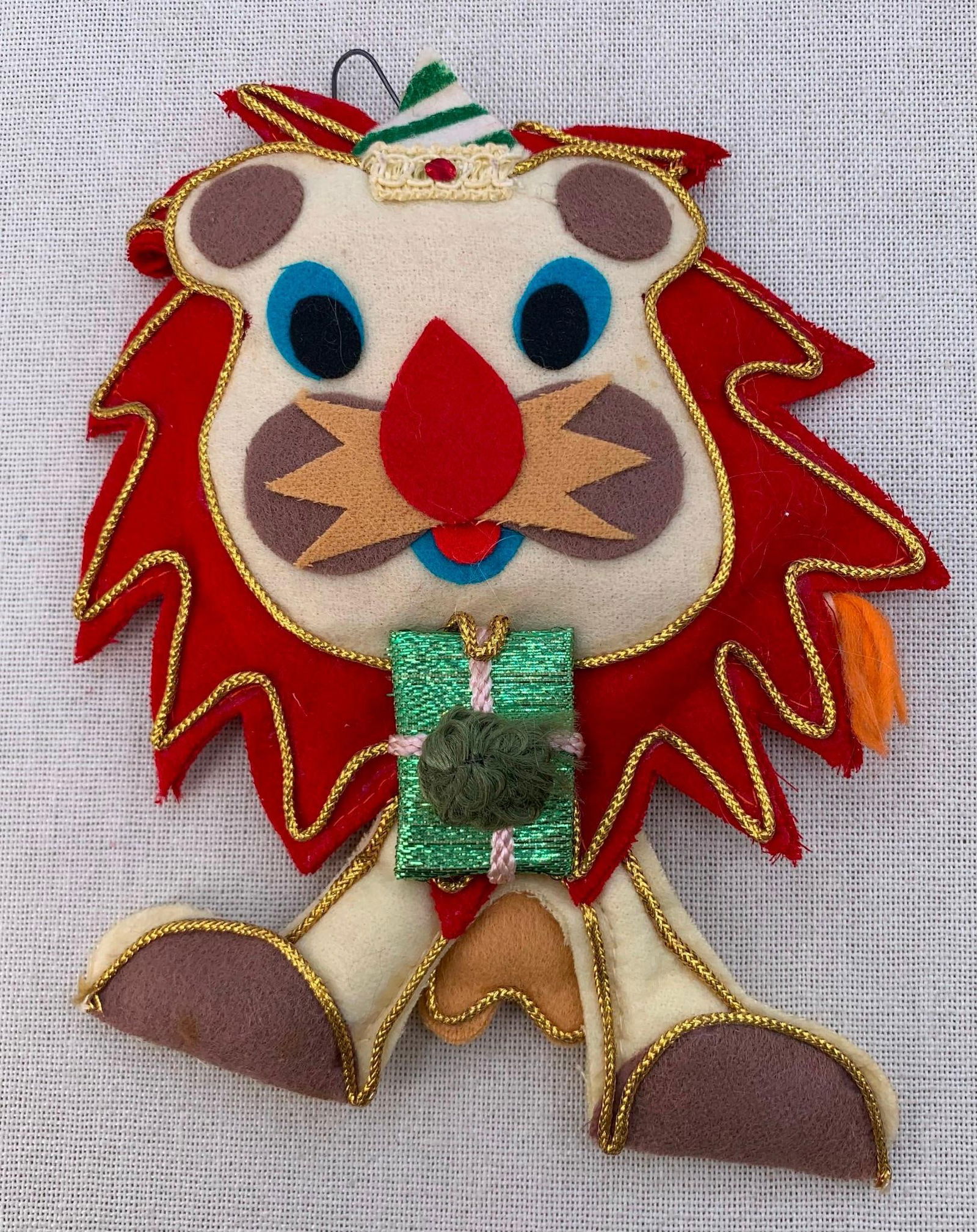 24 Vintage Whimsical Animal, Circus, Merry Go Round Christmas Ornaments: 2 Taiwan made wooden circus candy container ornaments, pair of vintage knit Pandas, c1975 handmade ceramic ornaments (Ella is missing one eye), 2 mechanical (plug into your tree lights) merry go round