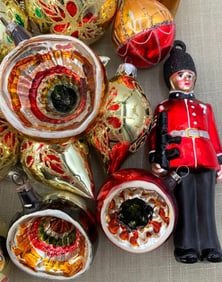 28 pc Vintage Mercury Glass Christmas Tree Ornament Collection