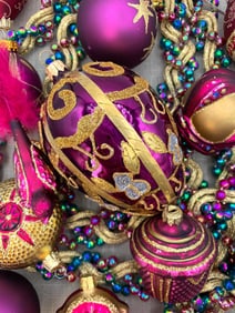 24 Opulent Czech Republic, Germany, Poland, Bohemian Raspberry Christmas Ornaments