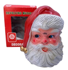 Mid Century Revolving Musical Santa Christmas Decoration in the Box
